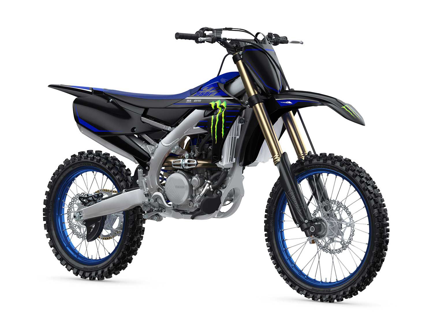 In addition to Team Yamaha Blue, the YZ250F is also available in a new Monster Energy Yamaha Racing Edition version for 2021. The only distinction between it and the standard model are the color of the plastics and different graphics.